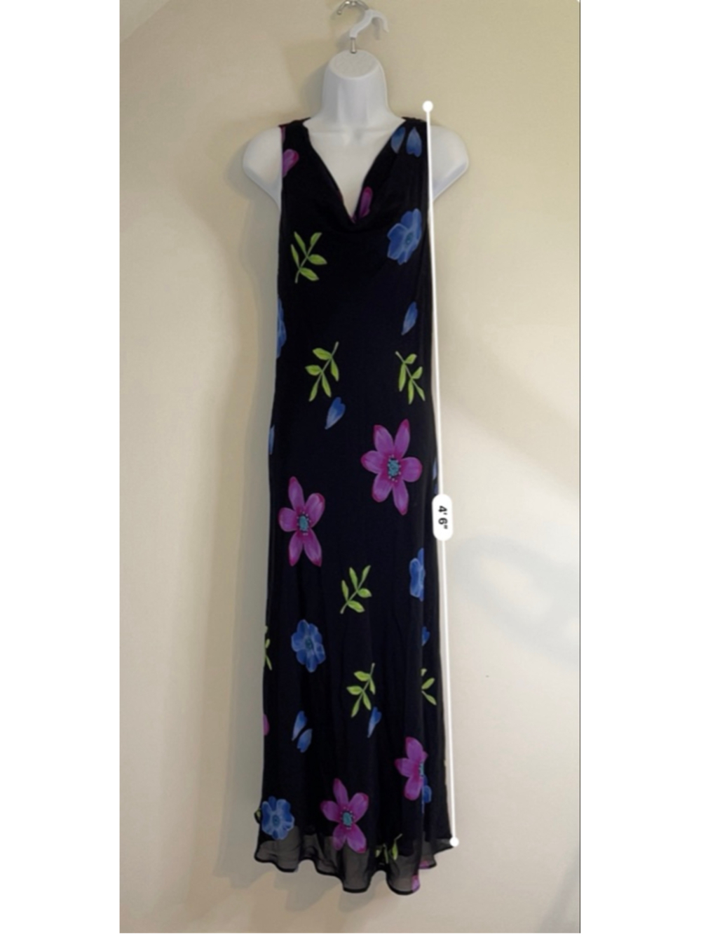 Vintage Cache Black Floral Sleeveless Maxi Dress S - Picture 7 of 8